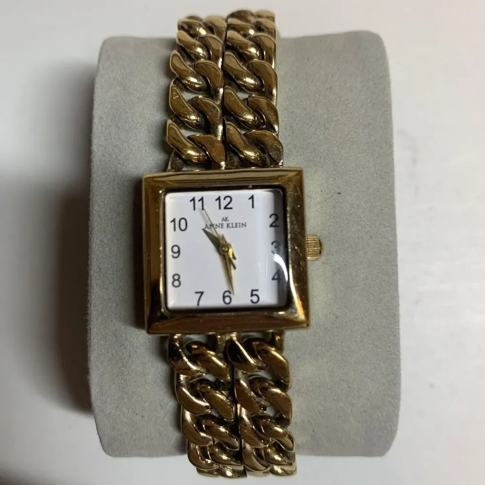 Anne Klein Women's Watch 10/7340 Square Gold Tone Bracelet Band Stainless Steel